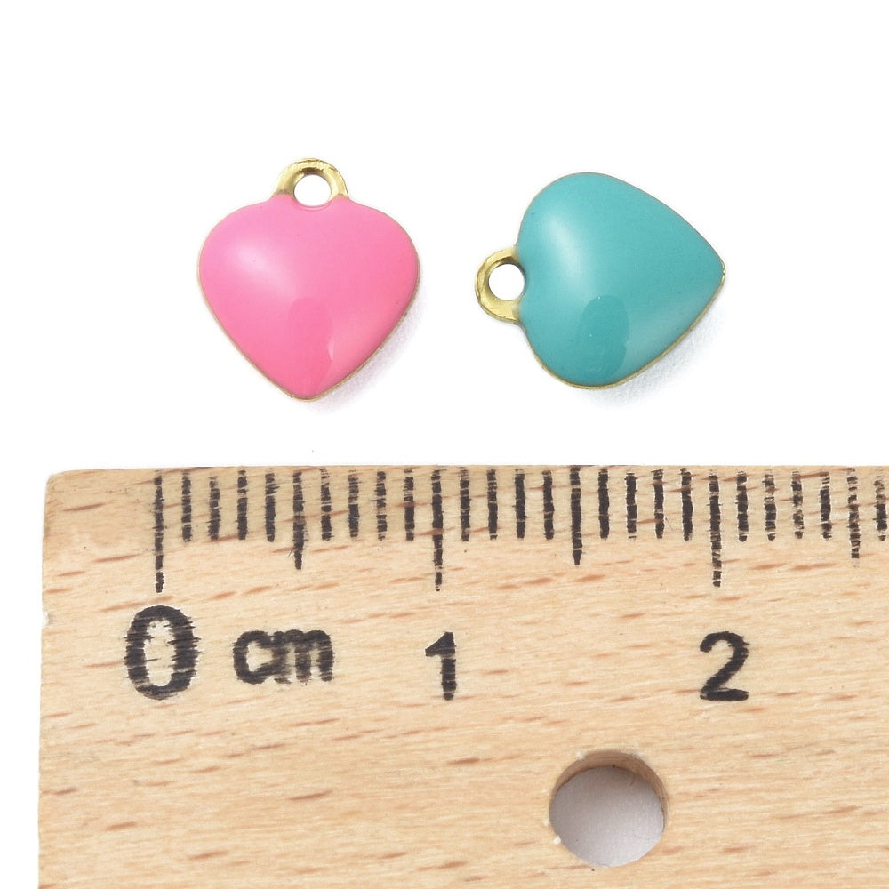 Charm cœur emailé - coloré