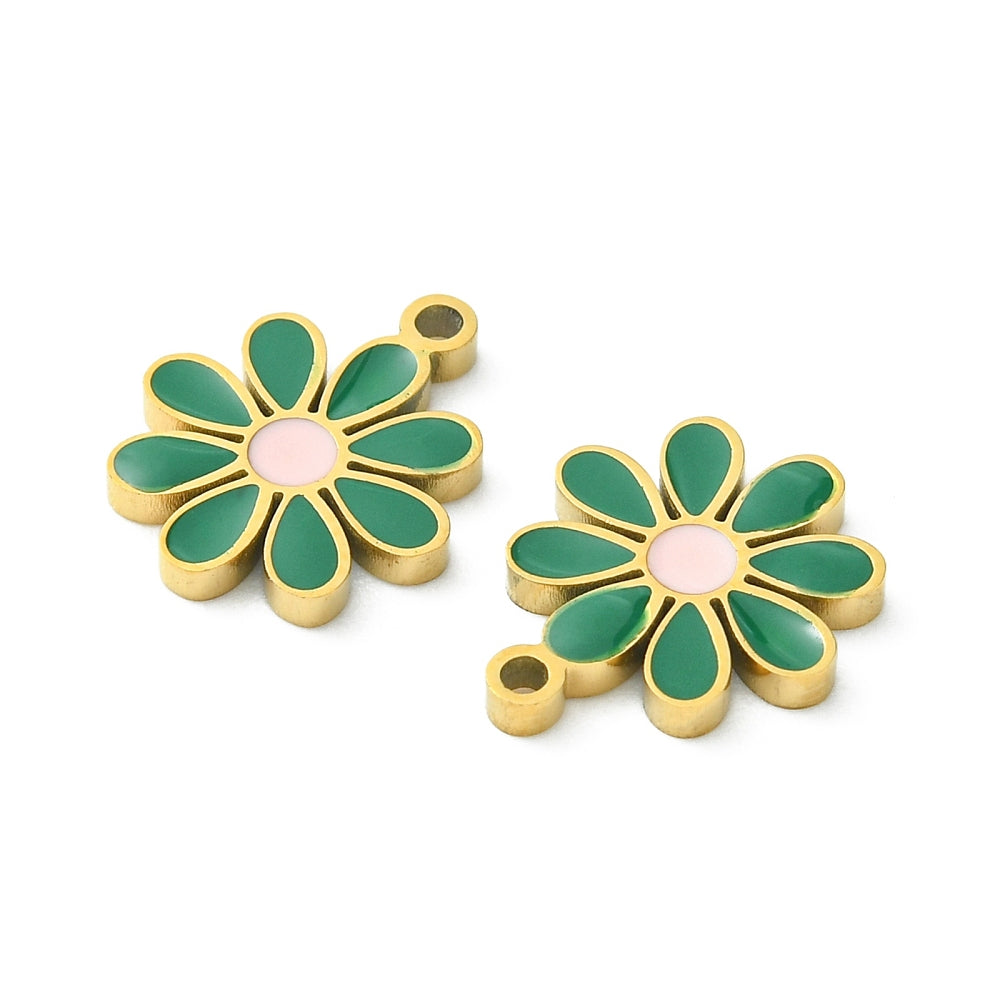 Charm Nature - Fleur émaillé verte