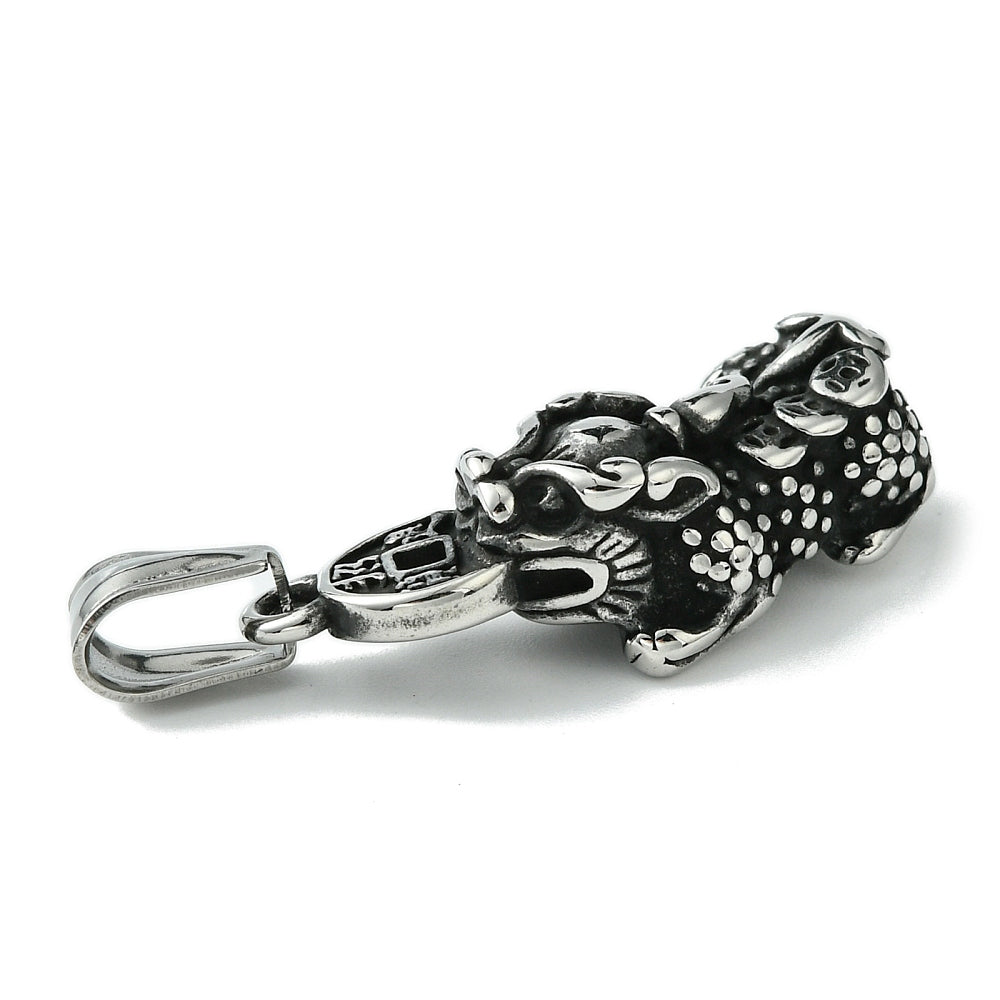 Pendentif pixiu et pièces prospérité et chance