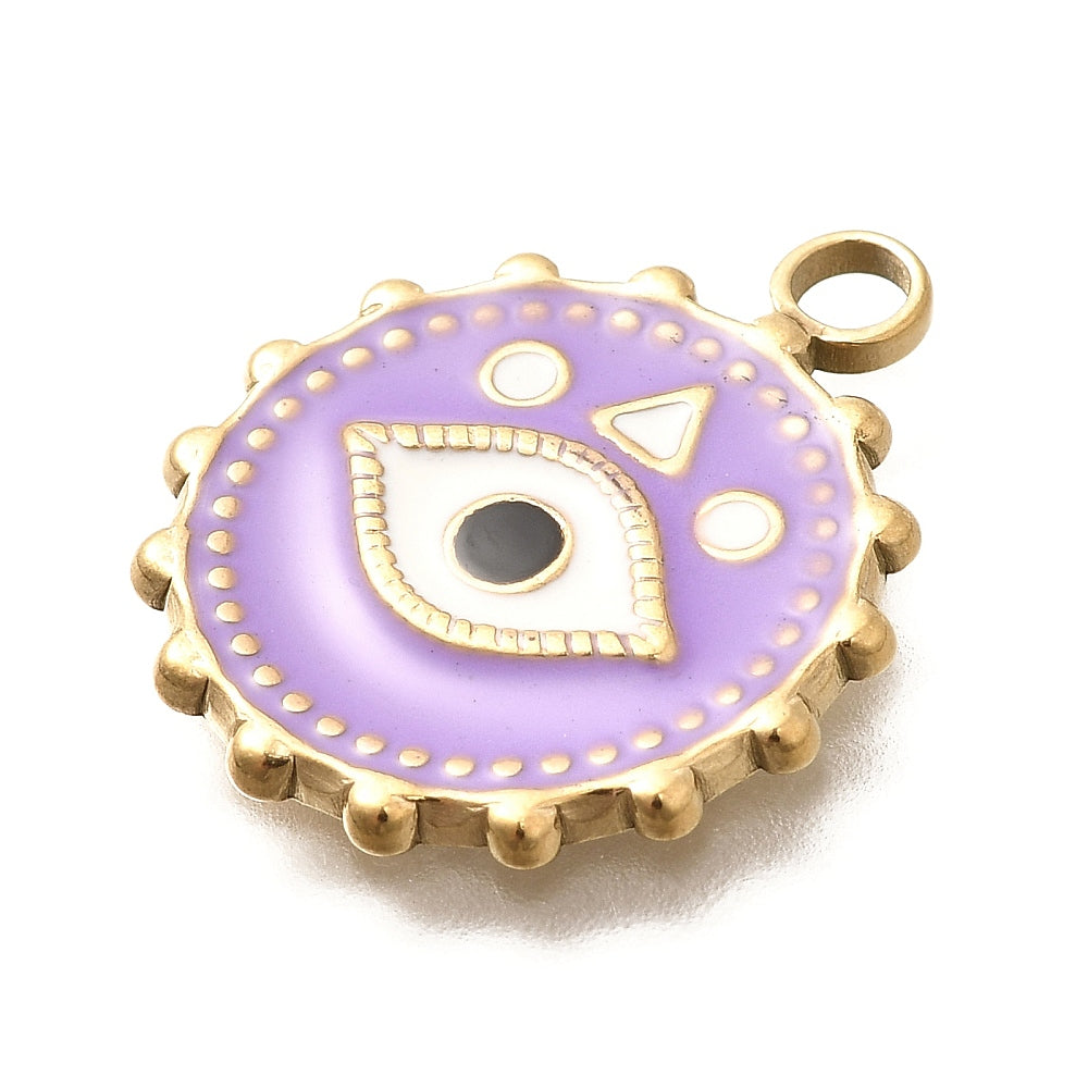 Charm émaillé - Médaille mauvais oeil violet
