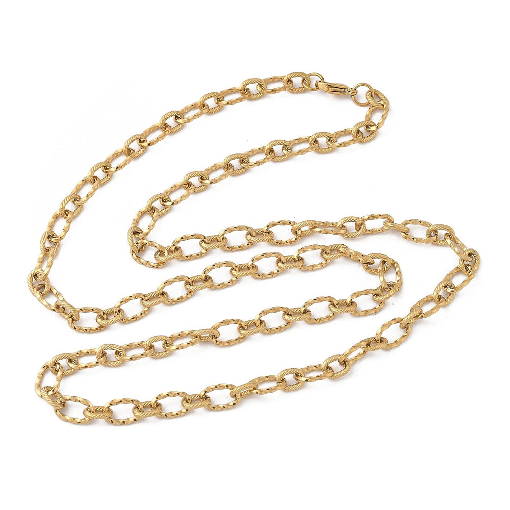 Collier acier inoxydable moyenne maille thrombone or