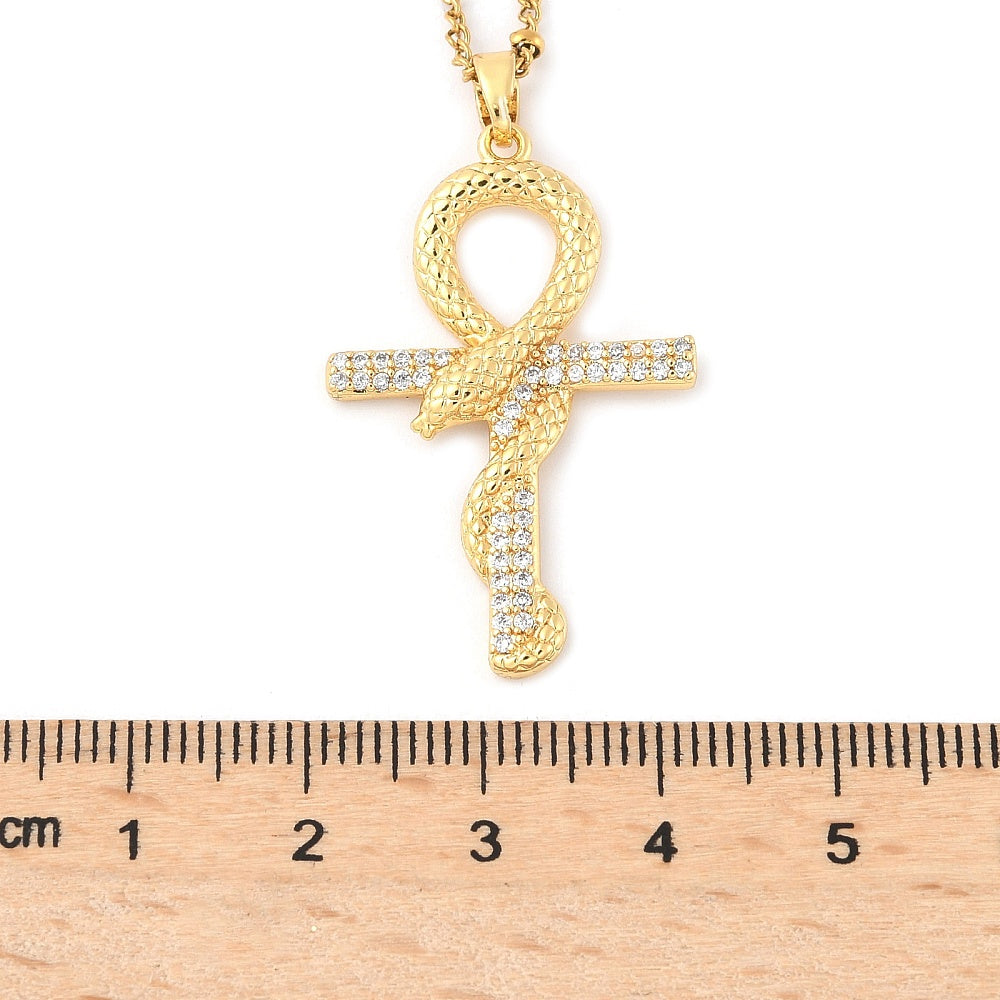 Collier croix de Ankh et serpent de la connaissance