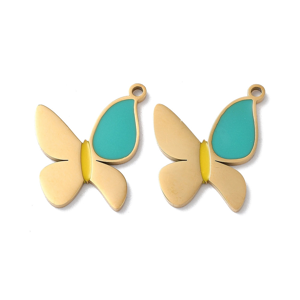 Charm émaillé - Papillon vert
