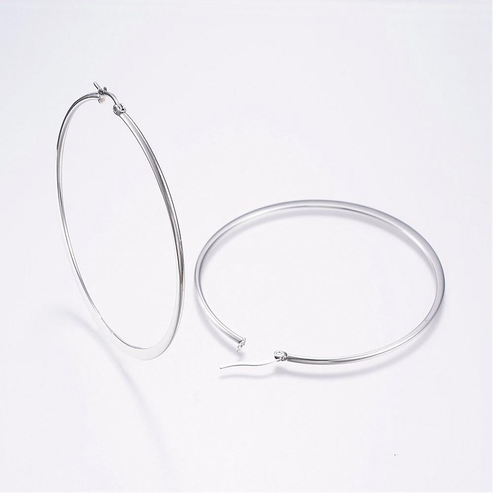 Créole ronde aplatie classique acier inoxydable 64mm