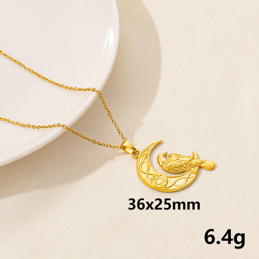 Collier good witch lune et oiseau