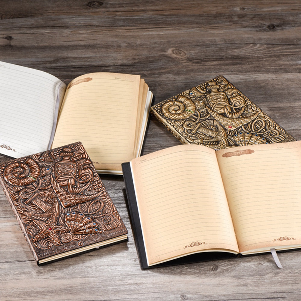 Carnet spirituel cuir PU relief motif nature