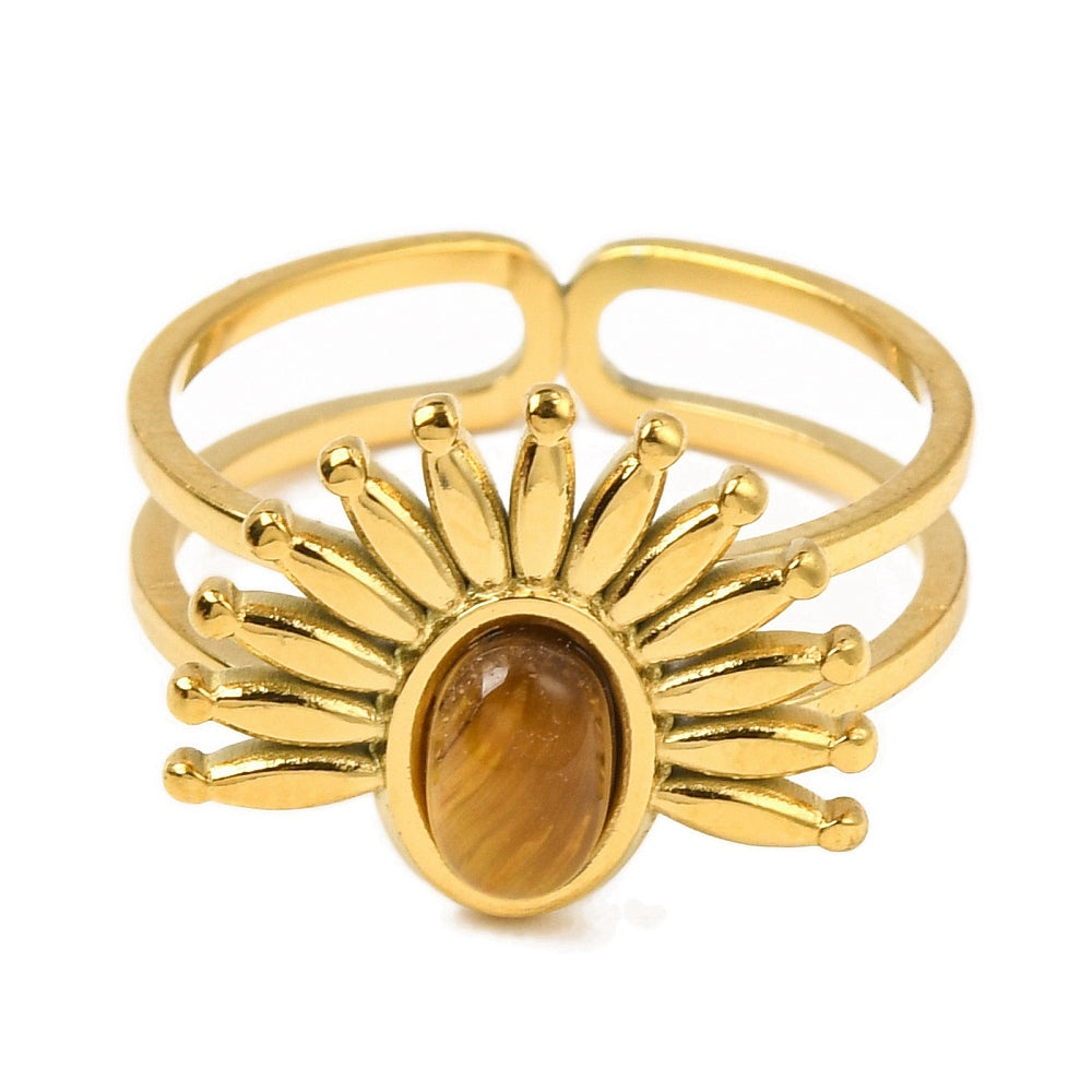 Bague forme couronne Oeil de tigre