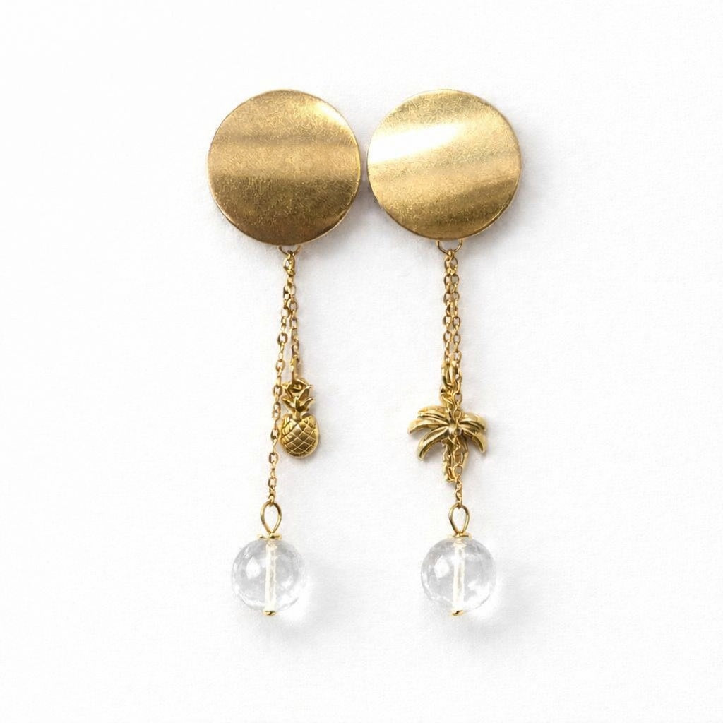 Boucle d'oreille asymétrique - Piton des Neiges - Cristal de Roche | Tropical