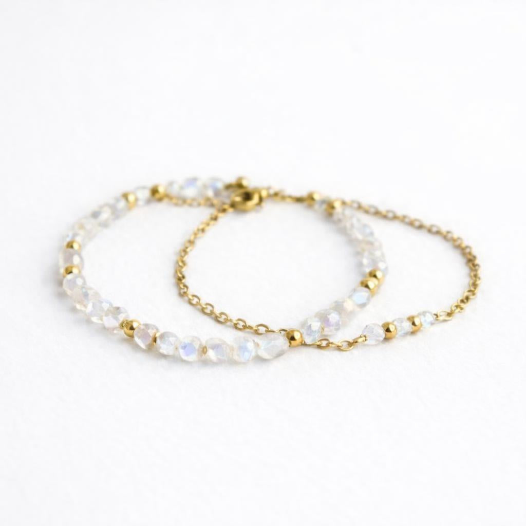 Bracelet duo - Grande Anse - Pierre de lune