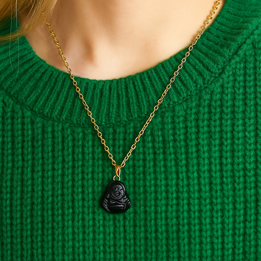 Collier Onyx bouddha – Force intérieure, protection et maîtrise de soi