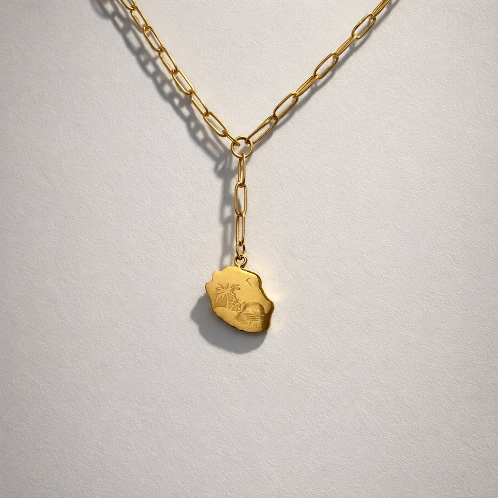 Collier maille trombone carte de l'île de la réunion gravé – Trésor Péï – vue 4