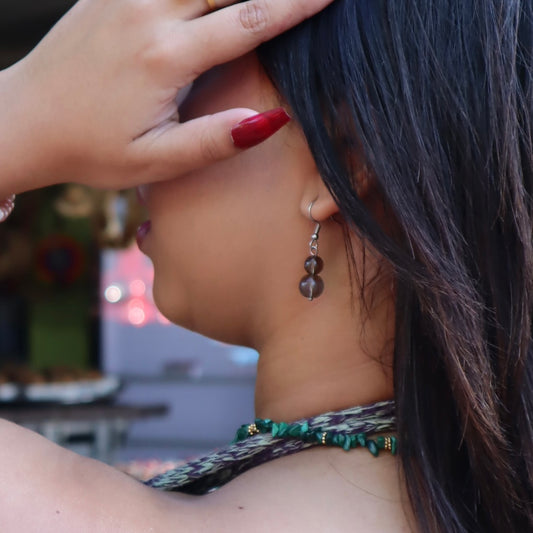 Collection Tropical spirit  - Boucle d'oreille quartz fumé