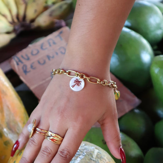 Collection Tropical spirit  - Bracelet breloque nacre palmier
