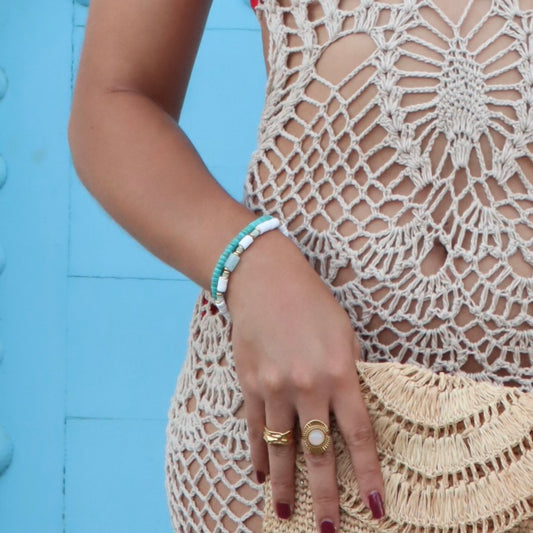 Collection Tropical spirit  - Bracelet duo howlite et aigue marine