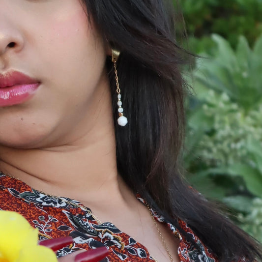 Collection Tropical spirit  - Boucle d'oreille chainette pierre  de lune