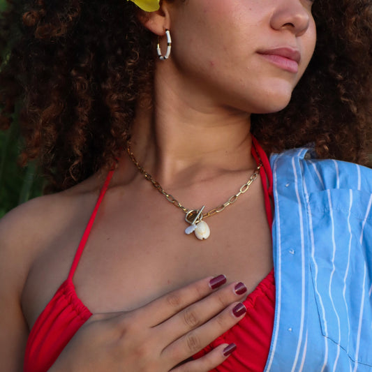 Collection Tropical spirit  - Collier grande maille et coquille de nacre