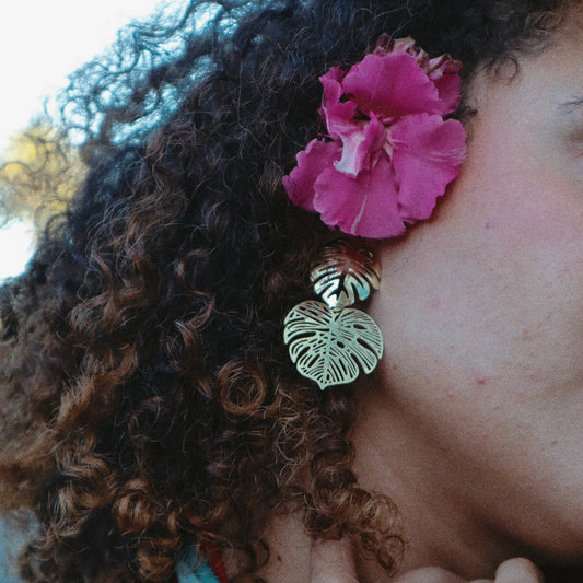 Collection Tropical spirit  - Boucle d'oreille monstera