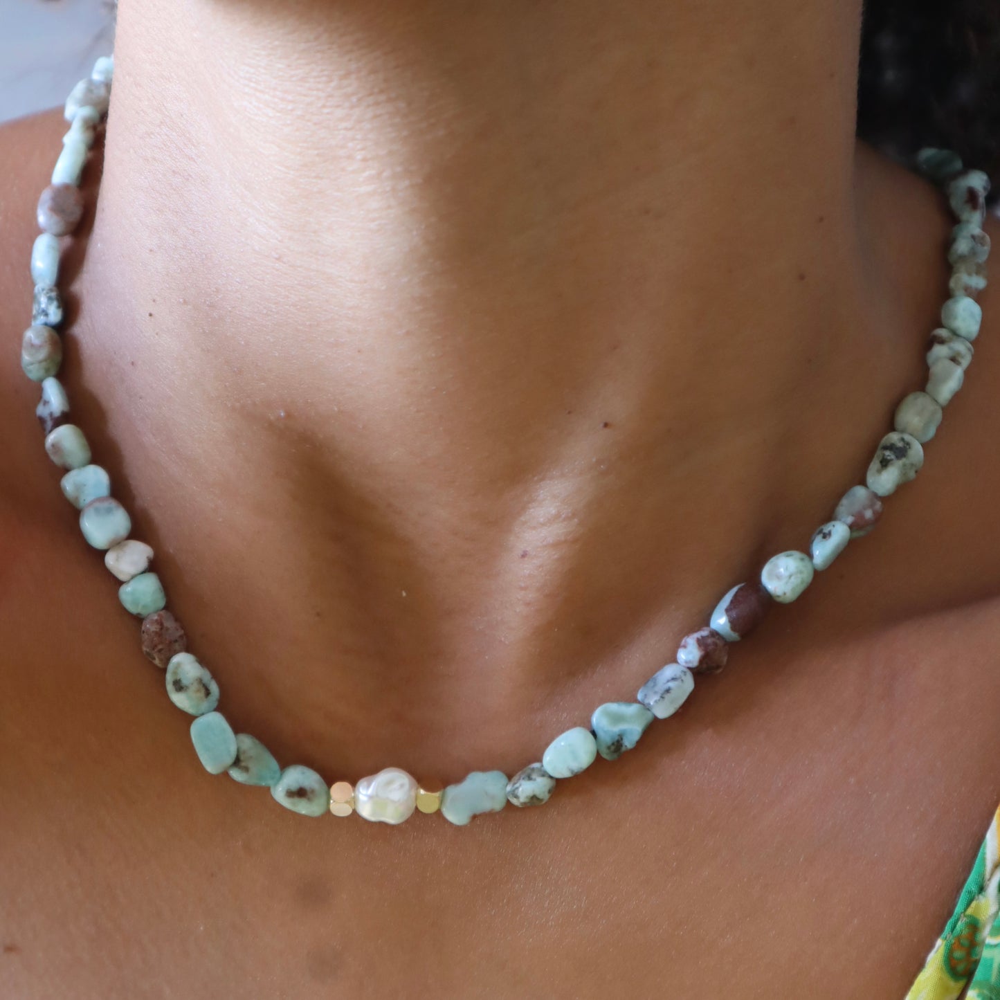 Collection Tropical spirit  - Collier Larimar et perle
