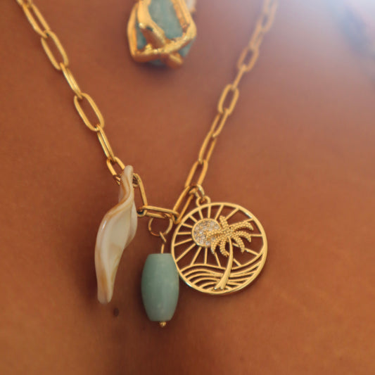 Collection Tropical spirit  - Collier maille thrombone et palmier