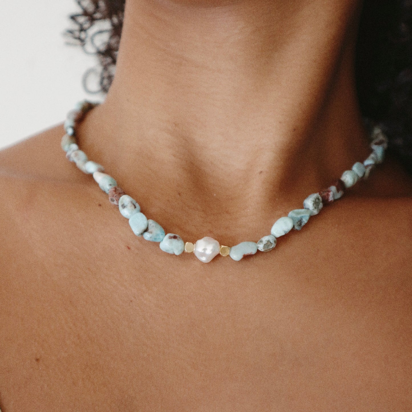 Collection Tropical spirit  - Collier Larimar et perle