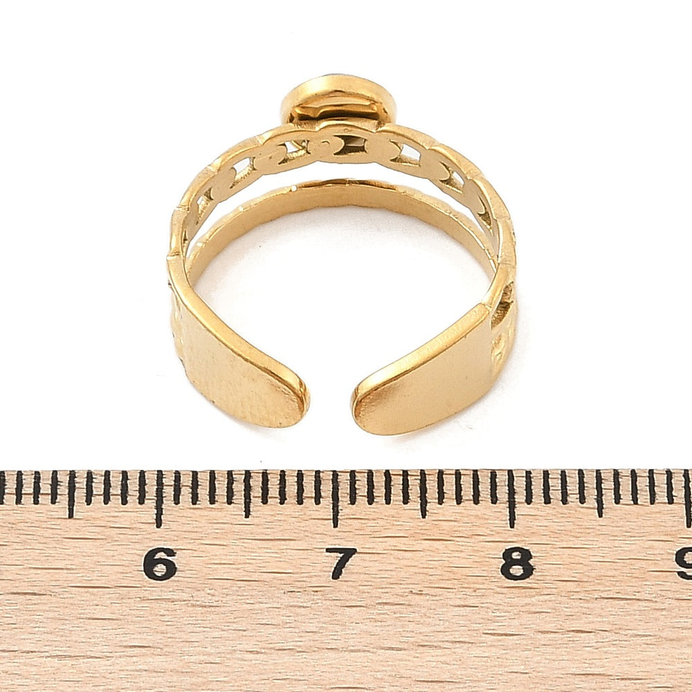 Bague deux rangs pierre naturelle