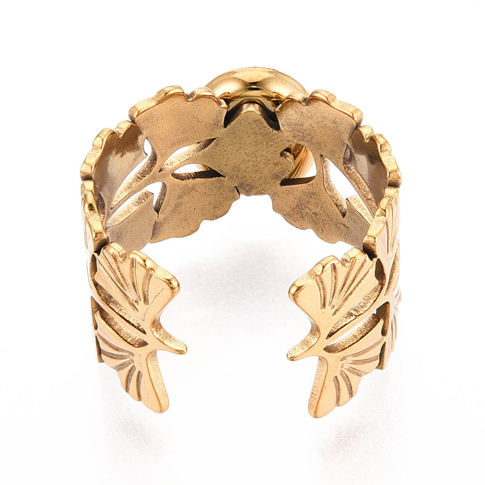 Bague fleur gincko pierre mixte