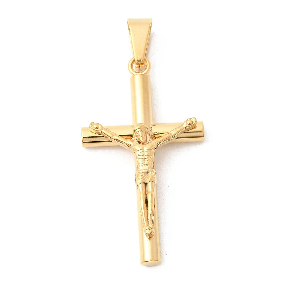 Pendentif croix design or avec Jésus