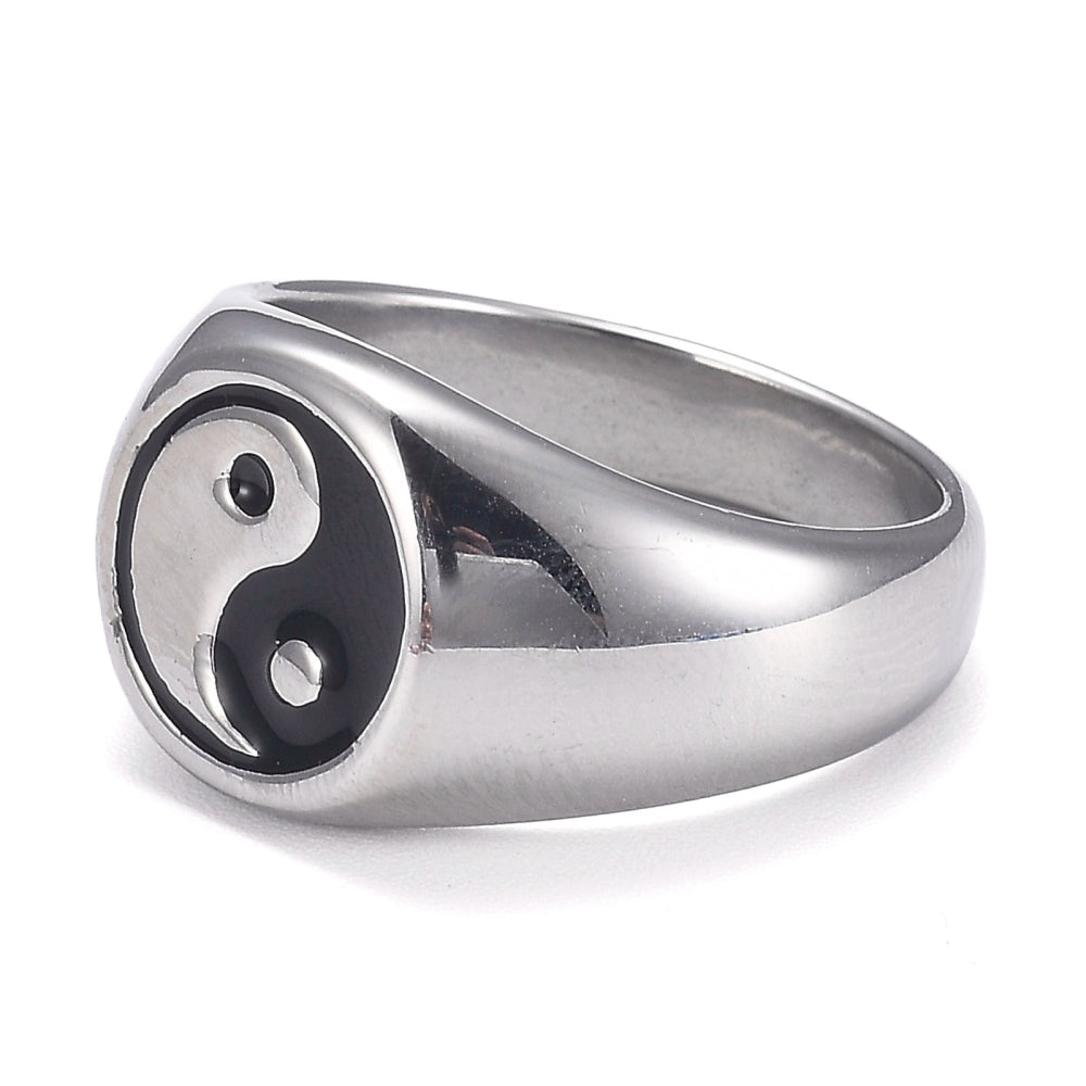 Bague yin yang acier inoxydable