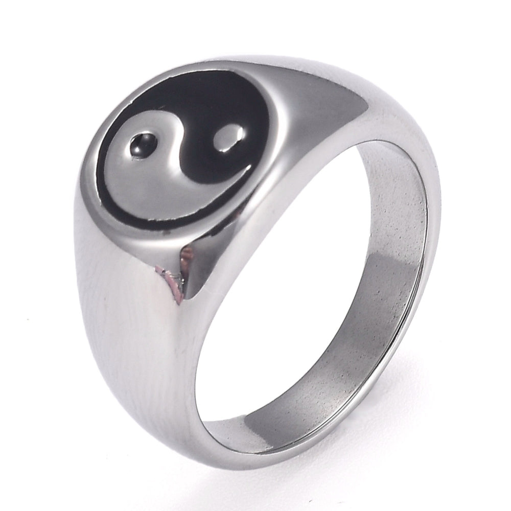 Bague yin yang acier inoxydable