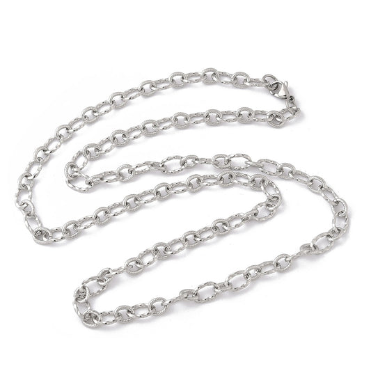 Collier acier inoxydable maille ovale