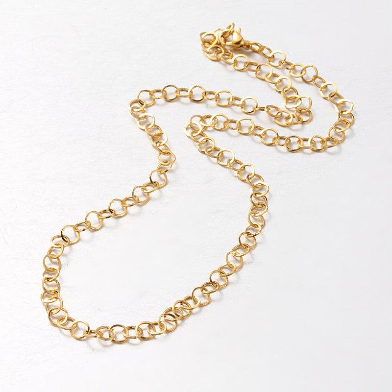 Collier acier inoxydable maille ronde or ou argent