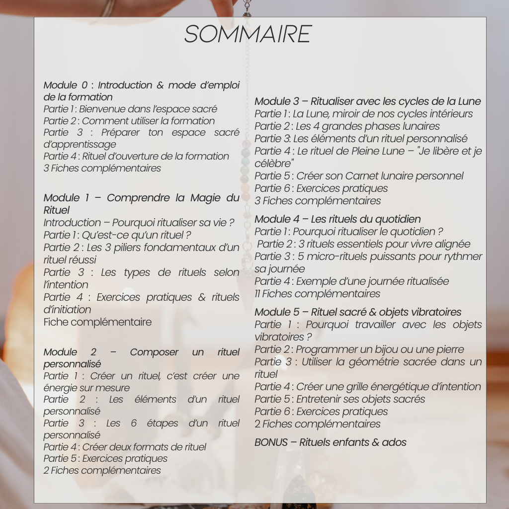 Formation : L'Art du rituel