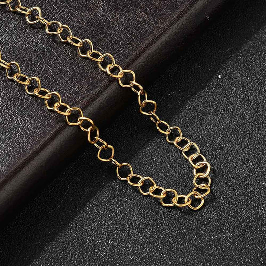 Collier acier inoxydable maille losange or