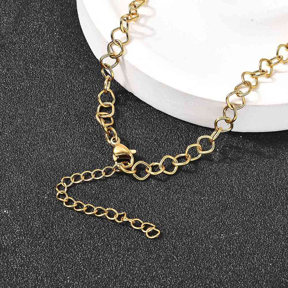Collier acier inoxydable maille losange or