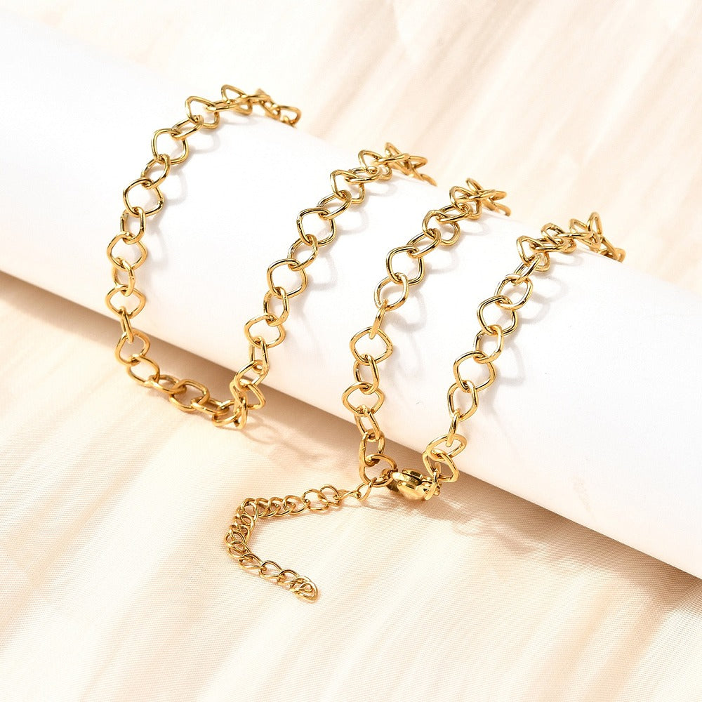Collier acier inoxydable maille losange or