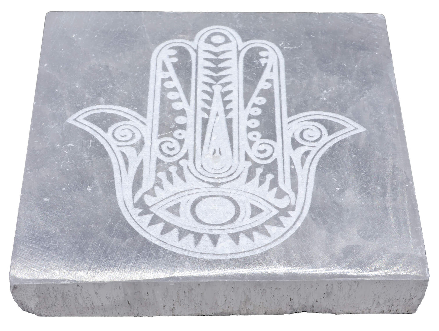 Porte-Encens Sélénite Main de Fatima Carré 10cm