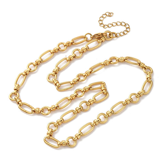 Collier acier inoxydable maille mixte ronde et ovale