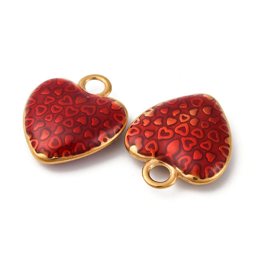 Charm coeur émaillé rouge