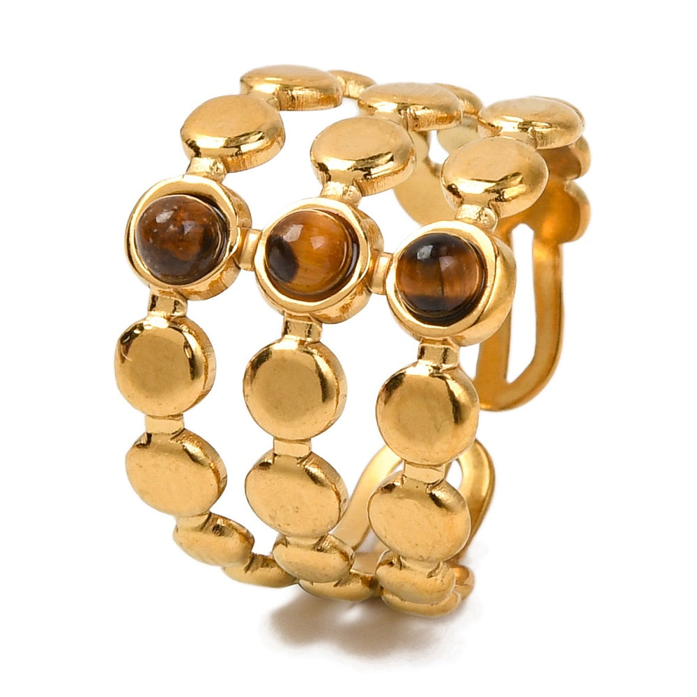 Bague 3 rangs oeil de tigre