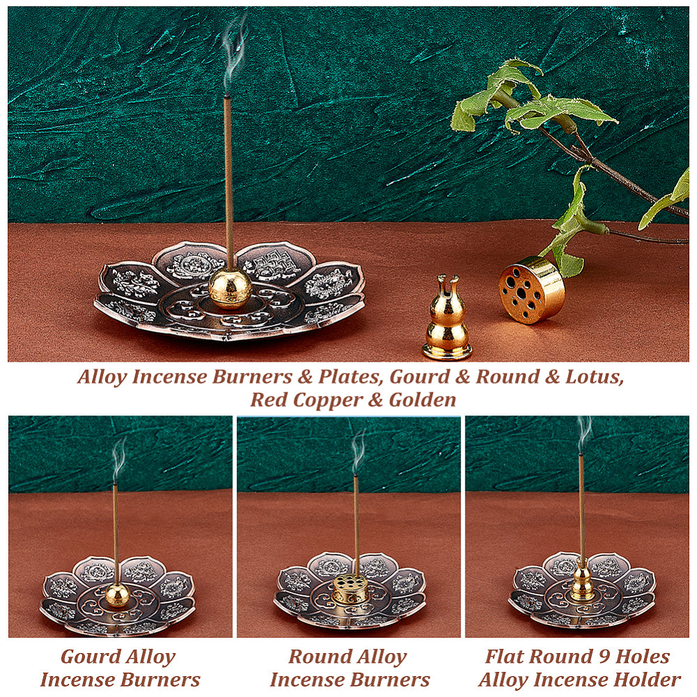 Porte-encens metal 4 en 1 lotus et Chakra