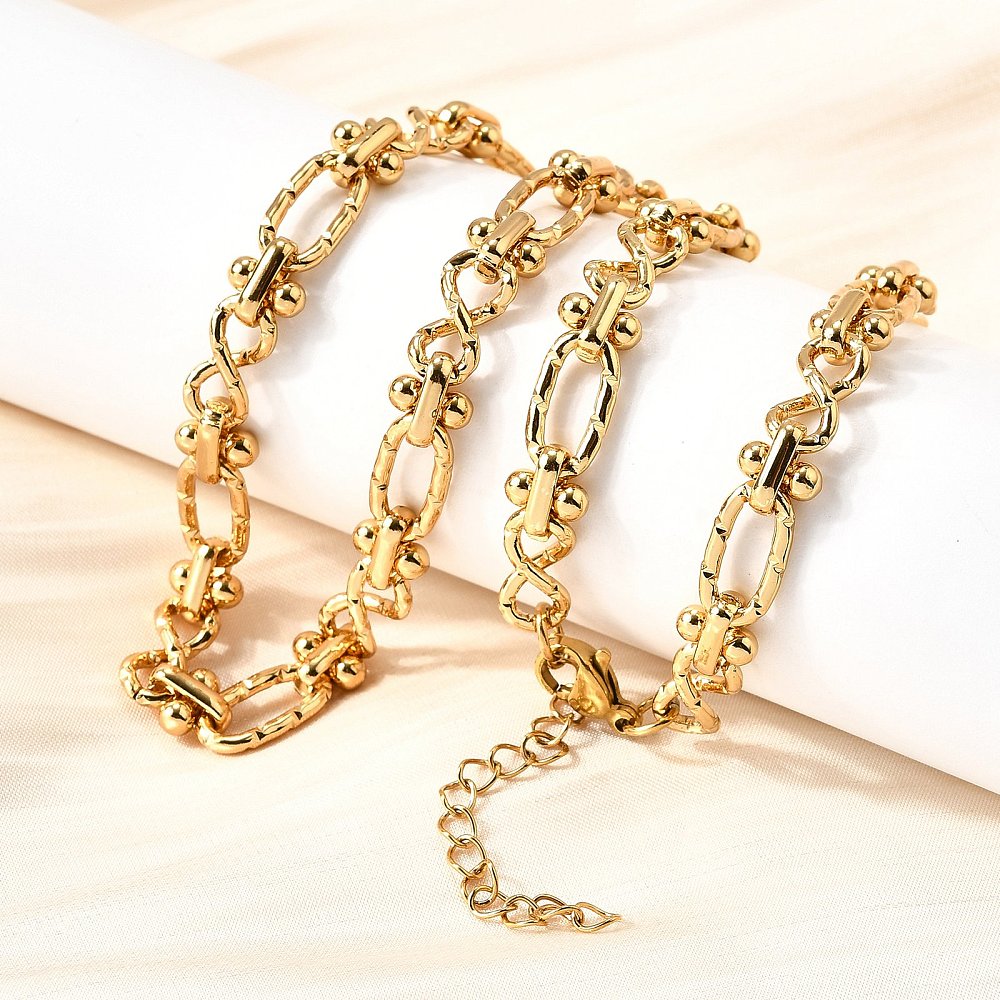 Collier acier inoxydable maille articulé or