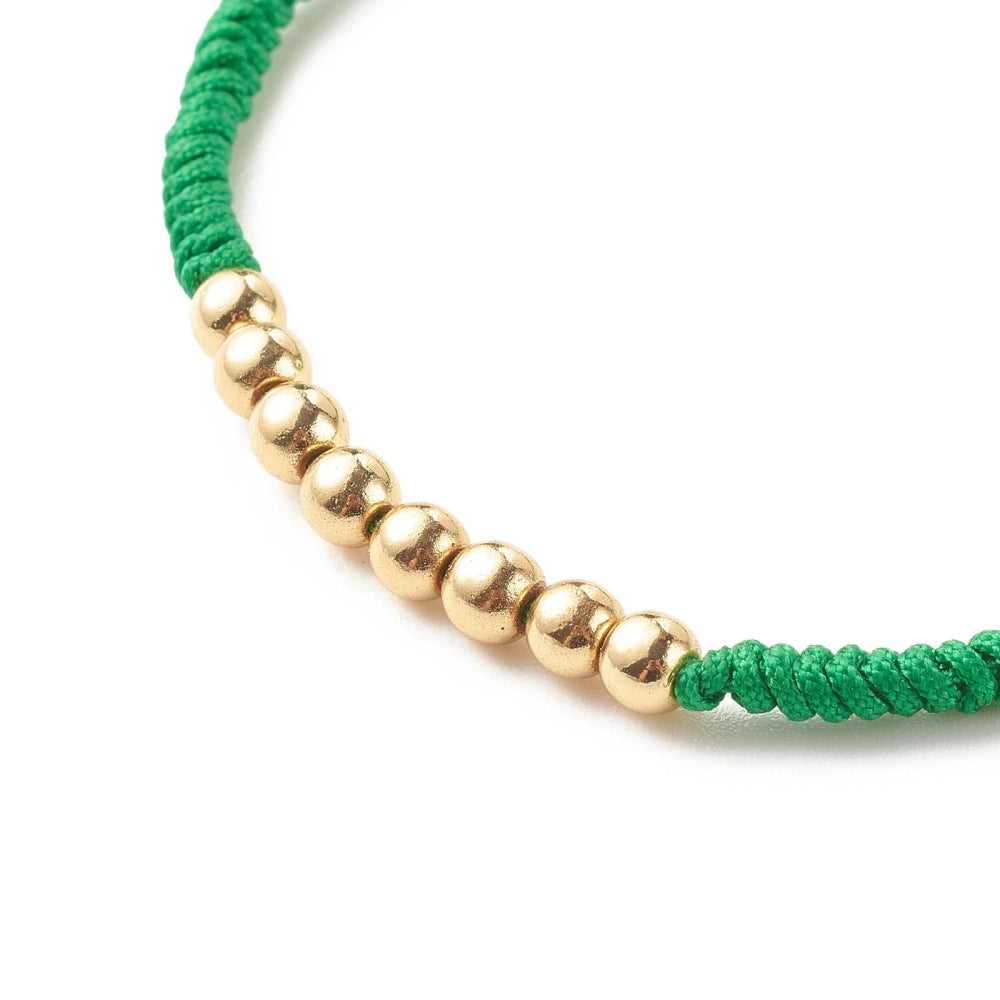 Bracelet cordon tressé et perle doré amitié