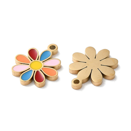 Charm émaillé - Fleur pétale multicolore