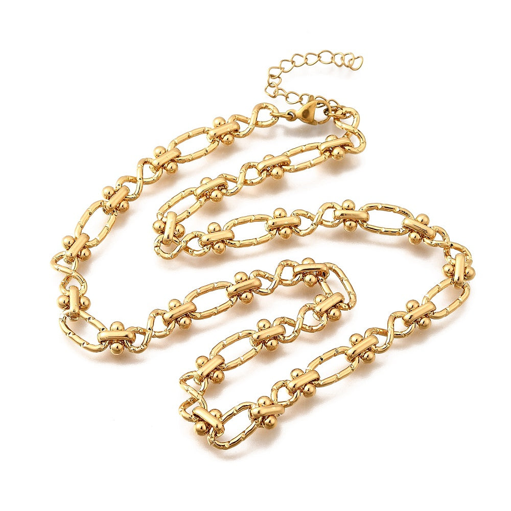 Collier acier inoxydable maille articulé or