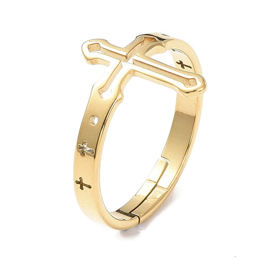 Bague Croix en acier inoxydable -🌙Collection Aura de Protection🌙