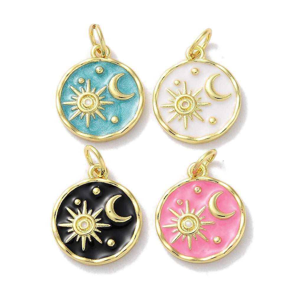 Charm lune et soleil ovale - coloré