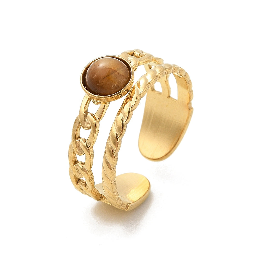 Bague manchette oeil de tigre modèle aléatoire