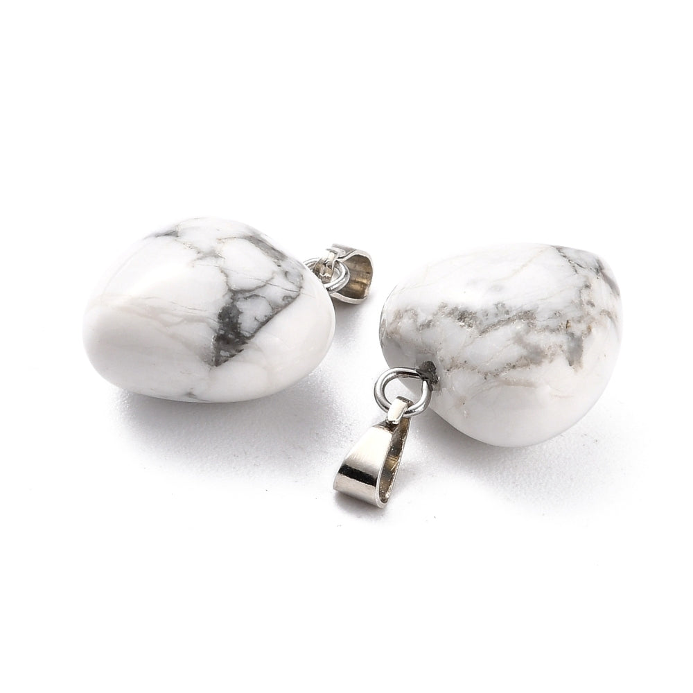Pendentif petit cœur howlite naturelle
