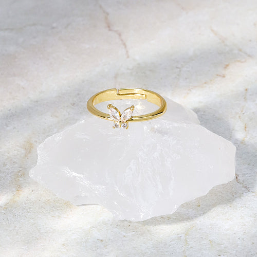 Bague papillon strass acier inoxydable
