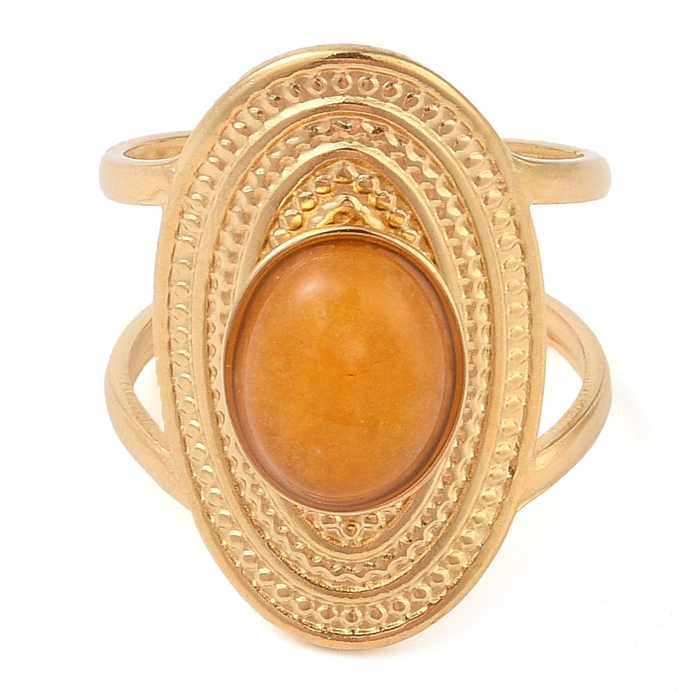 Bague plateau ovale jade jaune